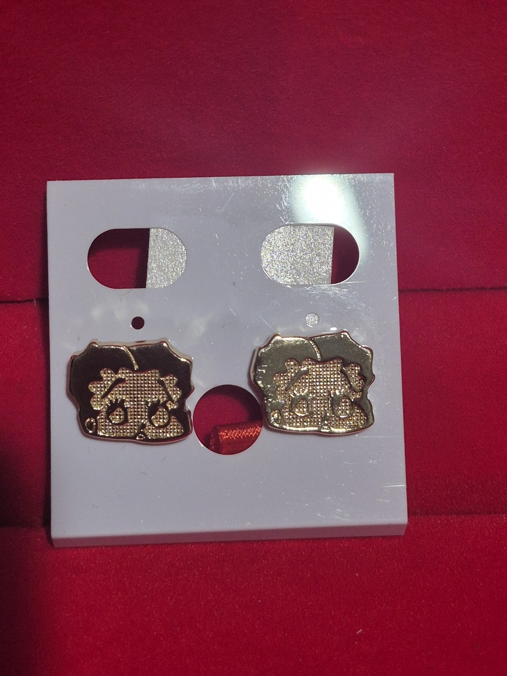 Gold Cartoon Face Stud Earrings - Fashion Accessories
